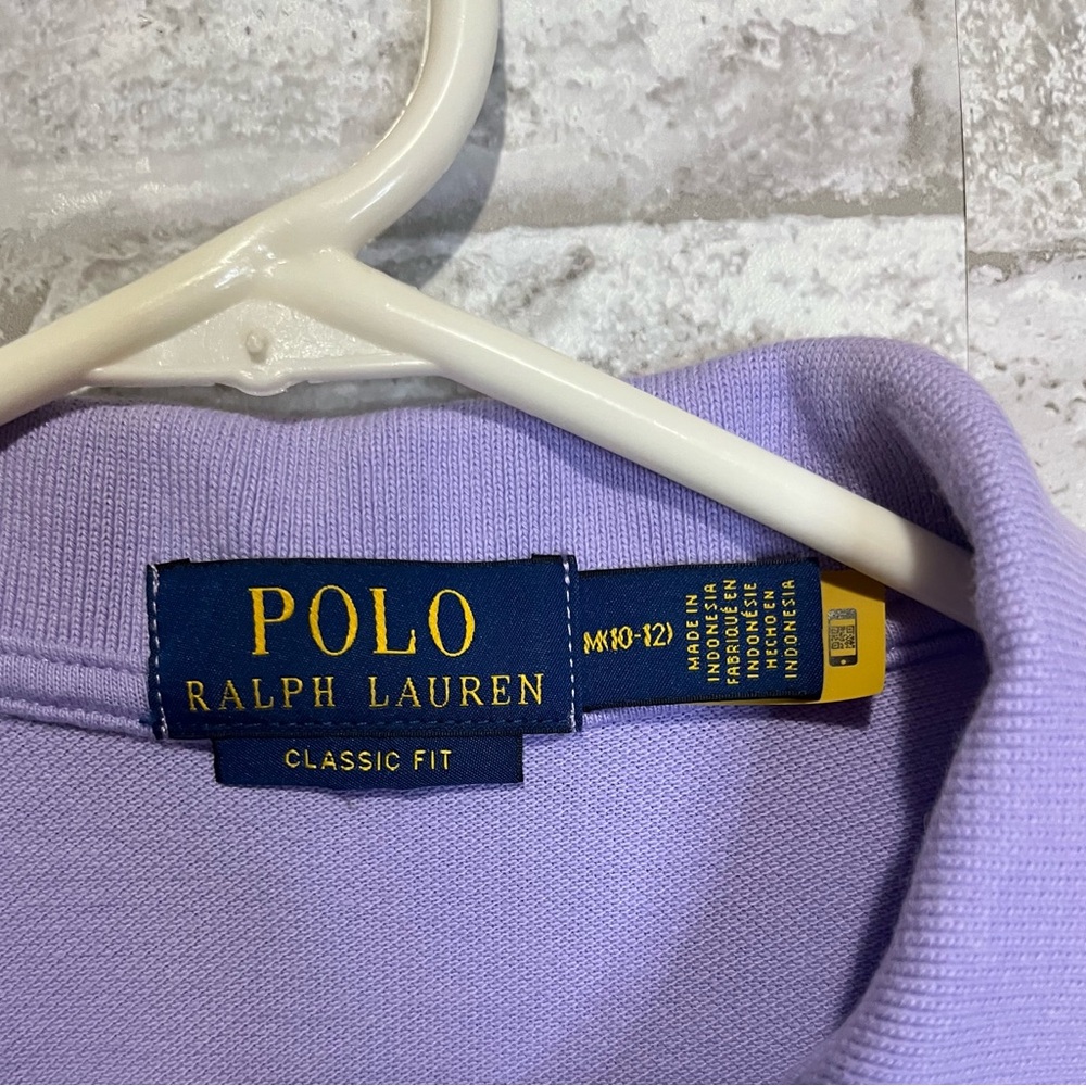 Polo Ralph Lauren Classic Mesh Polo Lavender with Green Pony - Kids Size 10-12 - Picture 2 of 3